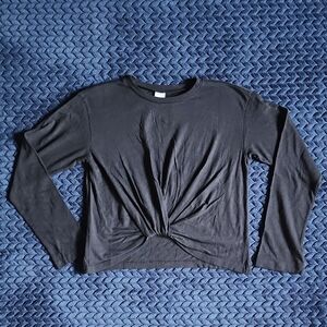 Nordstrom Black Long Sleeve Tie Front Tee